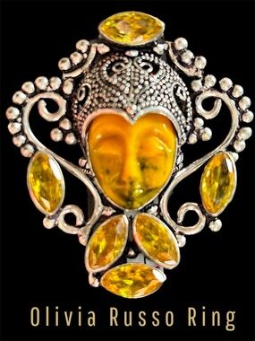 RARE Ivana Ruzzo Guardian Goddess Collection Citrine & .925 Silver Ring Sz 6